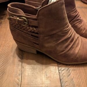 BareTraps Brown Ankle Booties with Braided Strap
